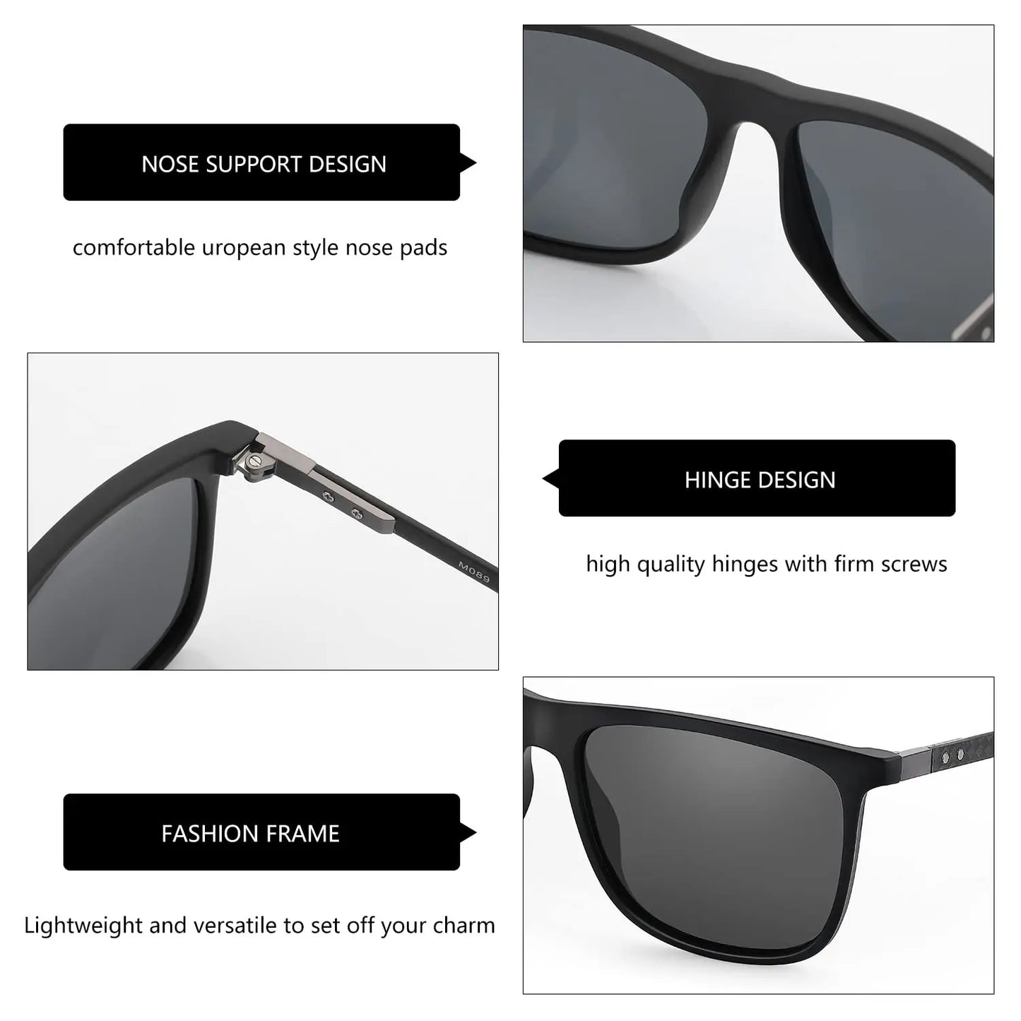 ZENOTTIC Square Polarized Sunglasses for Men Ultralight Carbon Fiber Sun Glasses Driving Fishing Golf Sports UV400 Protection